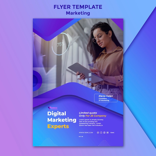 Designvorlage für Marketing-Flyer mit Farbverlauf