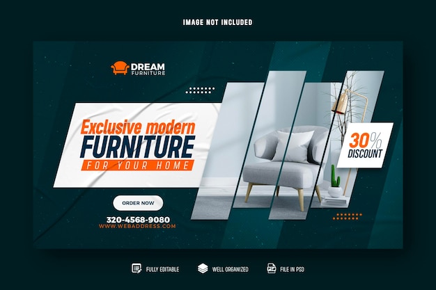 Designvorlage für moderne Möbel-Web-Banner und Header-Cover