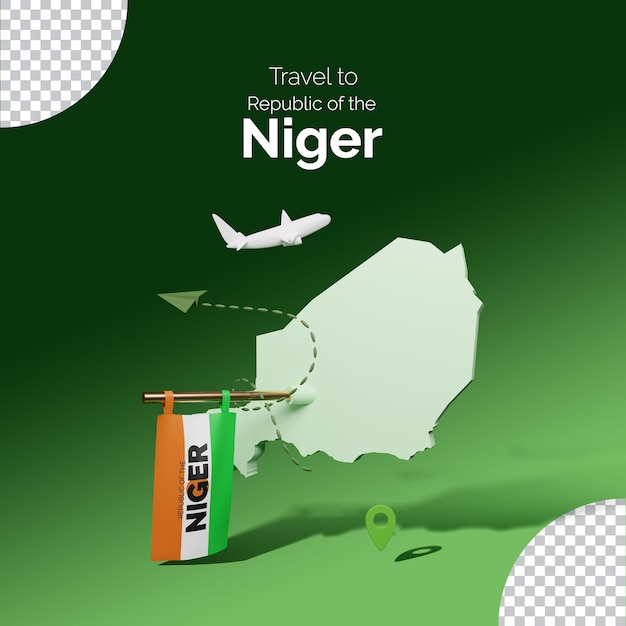 PSD designvorlage für reise-flyer-broschüren mit 3d-niger-karte