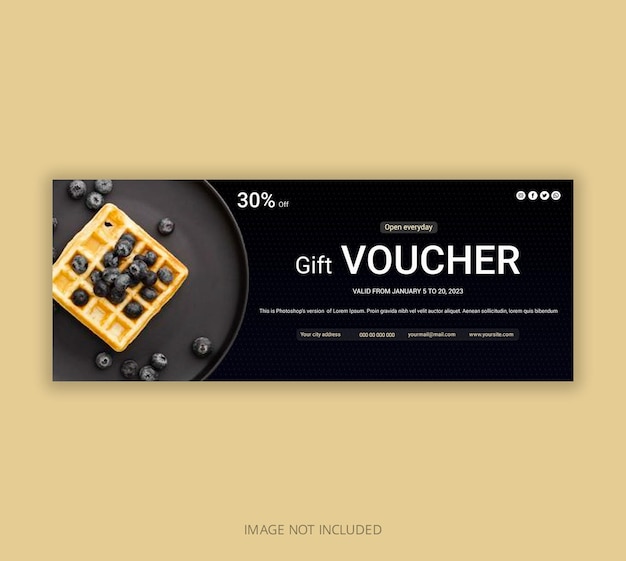 Designvorlage für Restaurant-Facebook-Cover und Webbanner-Gutscheine