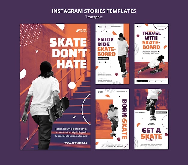 Designvorlage für Skate-Transport-Instagram-Geschichten