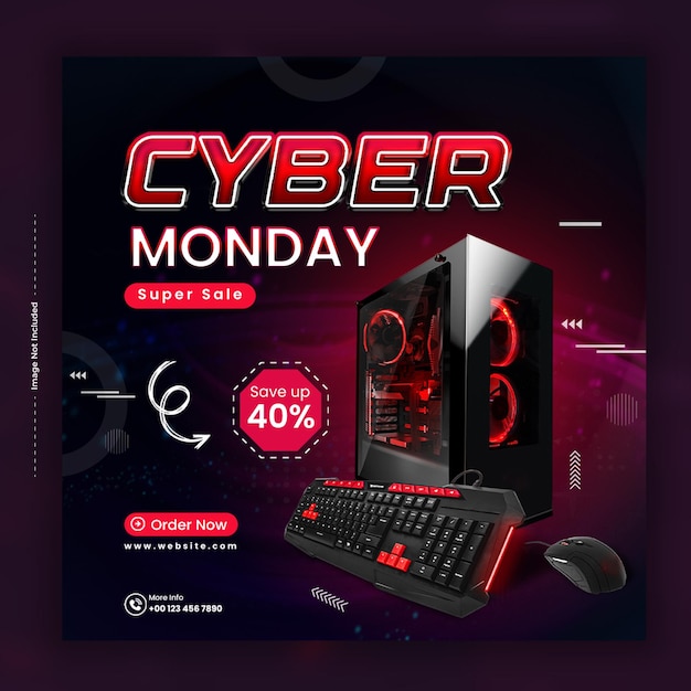 Designvorlage für social-media-beiträge für cyber monday-rabattangebote