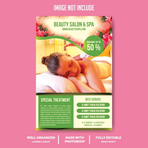 PSD designvorlage für spa-flyer im schönheitssalon