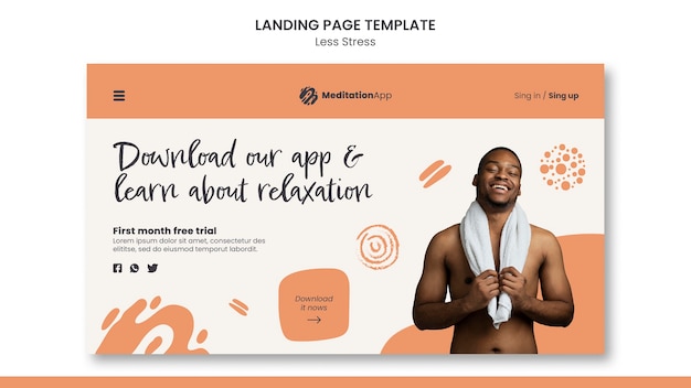 Designvorlage für weniger Stress für Landingpages