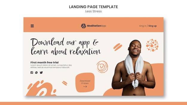 PSD designvorlage für weniger stress für landingpages