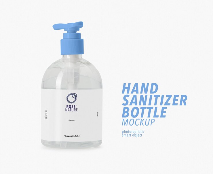 Désinfectant pour les mains dans un modèle de bouteille de pompe transparente pour votre conception