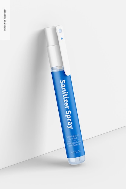 Desinfektionsspray stick mockup, angelehnt