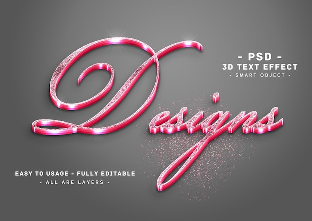 PSD desings 3d-pink-glitter-textstil-effekt