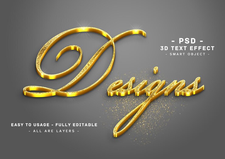 PSD desings effet de style de texte de paillettes dorées 3d