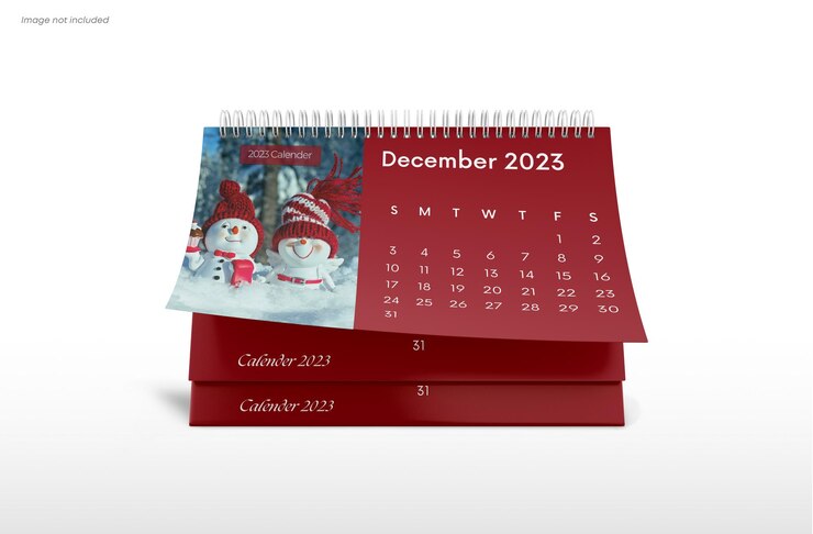 desk calendar mockup in 3d