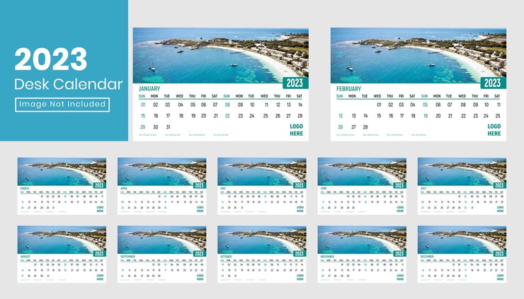 PSD desk calendar template for 2023