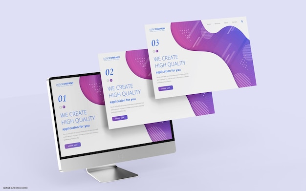 Desktop-Bildschirm mit isolierter Webseitenpräsentations-Mockup