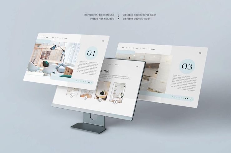 Desktop-Bildschirm mit Website-Präsentationsmodell isoliert