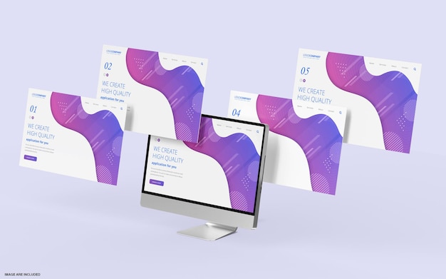 Desktop-Bildschirm mit Website-Präsentationsmodell