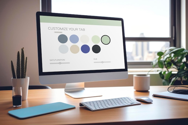 PSD desktop-bildschirm-mockup realistisches digitales gerät psd