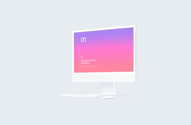 Desktop-Computer 24 Clay Mockup