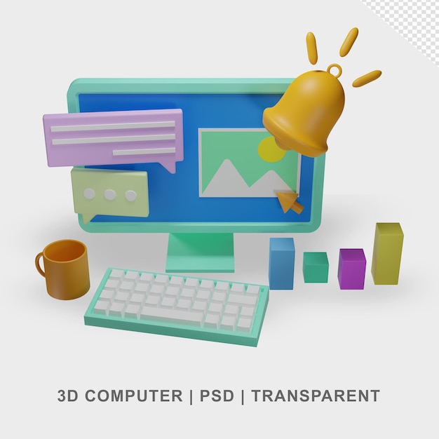 Desktop de computador transparente sem fundo