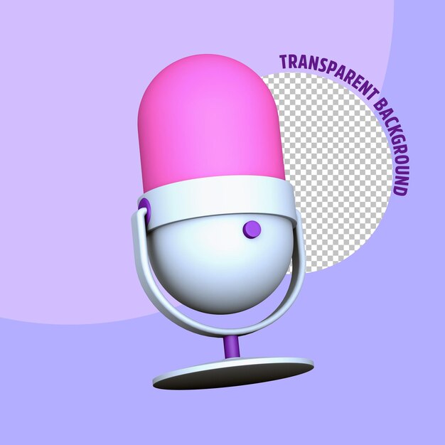 Desktop microphone icon in pink color for Podcast with transparent background 3D rendering