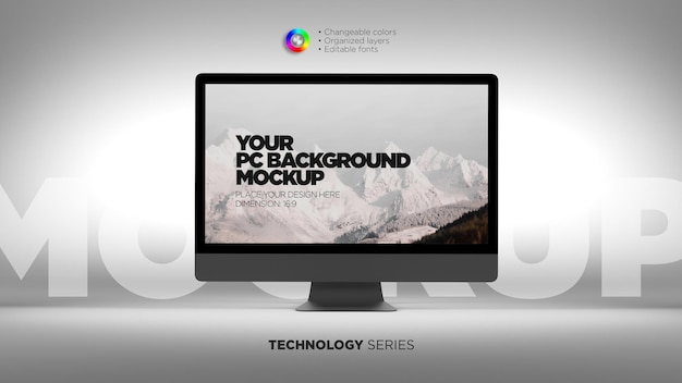 Desktop-Monitor-Bildschirmmodell der Vorderansicht