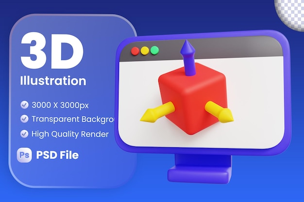 Desktop-PC mit 3D-Box 3D-Darstellung