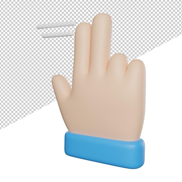 Deslice el gesto del dedo Vista lateral Ilustración del icono de renderizado 3d sobre fondo transparente