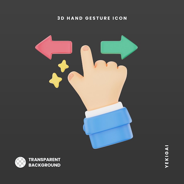 Desliza el icono de gesto de mano 3D hacia la derecha o hacia la izquierda