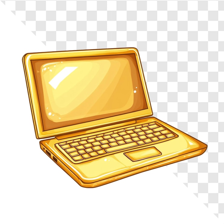 PSD una deslumbrante computadora portátil dorada reluciente de lujo y éxito