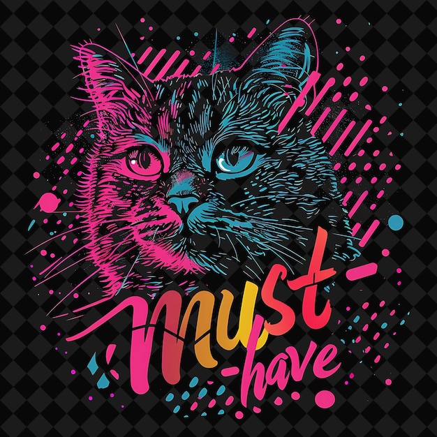 Deslumbrantes manchas de neón de deben tener texto con neón negro y Wh PNG Y2K inspirado en el neón decorativo