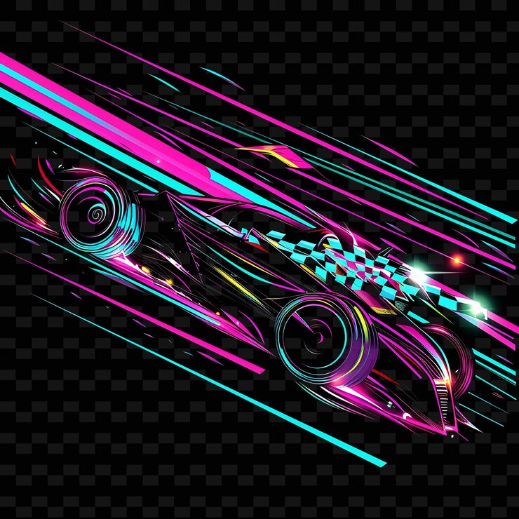 PSD deslumbrantes rastros de luz de un coche de carreras a toda velocidad con neon vibran png diseños artísticos creativos de línea de neón