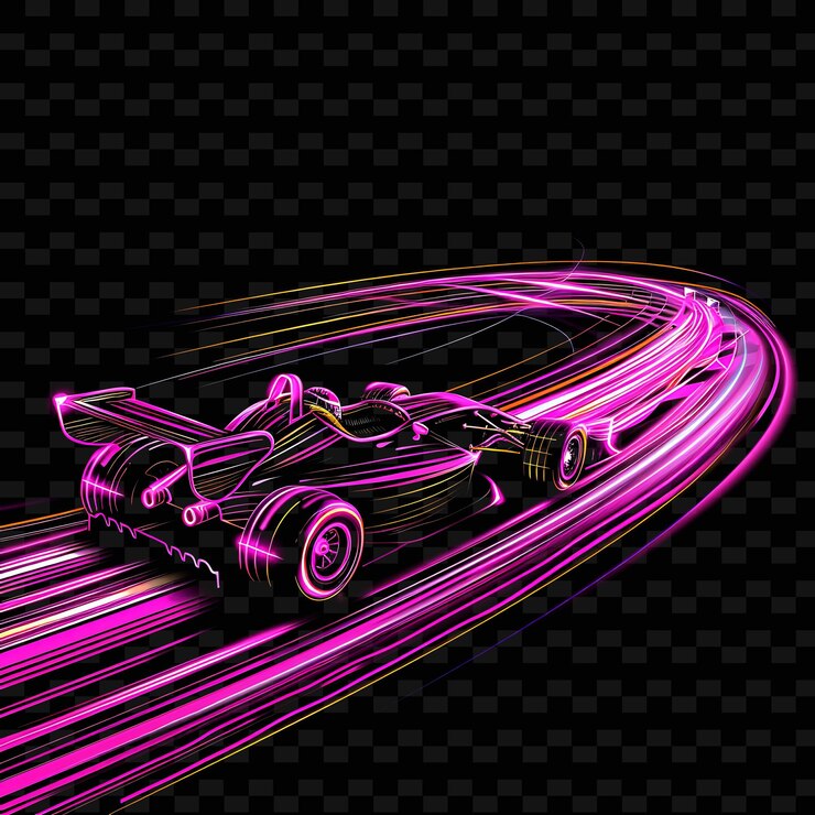 PSD deslumbrantes rastros de luz de un coche de carreras a toda velocidad con neon vibran png diseños artísticos creativos de línea de neón