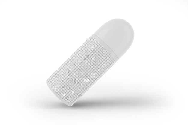 Un desodorante rollon blanco en una maqueta de fondo blanco