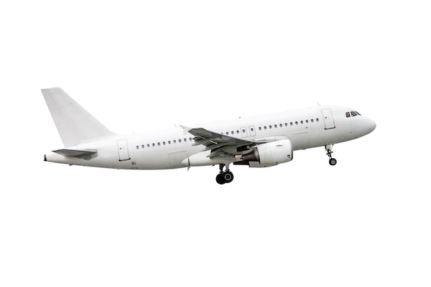 PSD despegue un avión de pasajeros blanco aislado