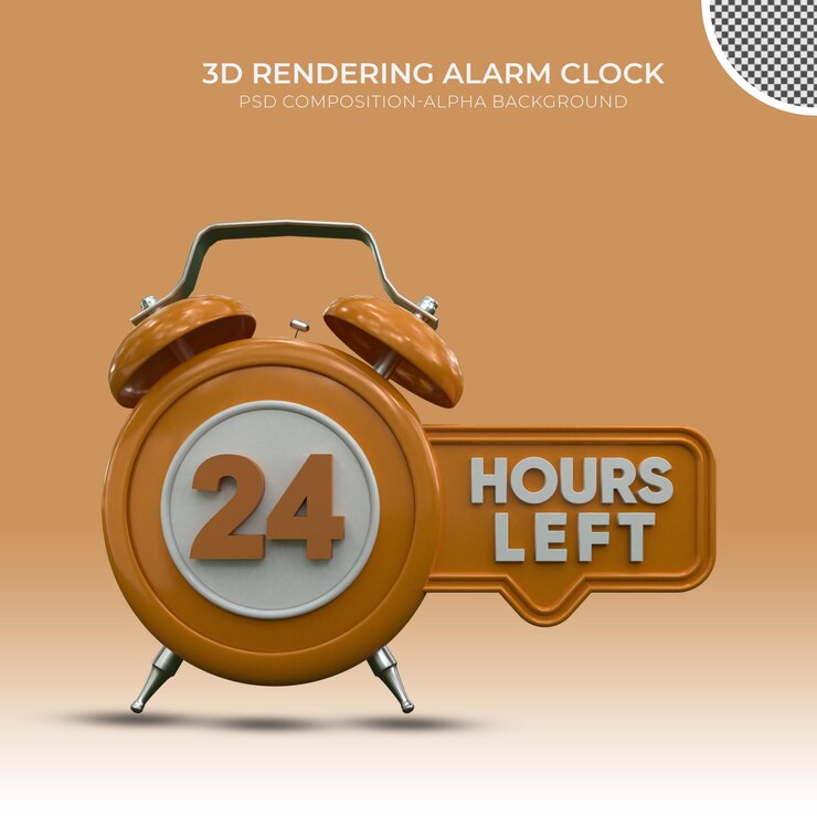 Despertador 3d con 24 horas restantes PSD Premium