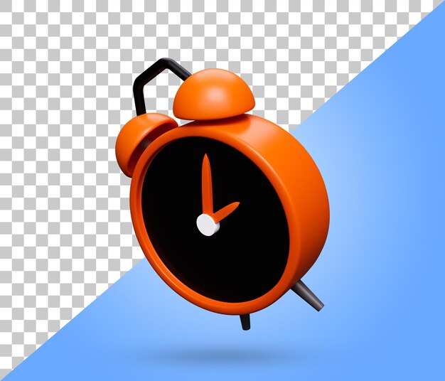 Despertador 3d icono color naranja sobre fondo transparente minimalista despertador 3d prestado
