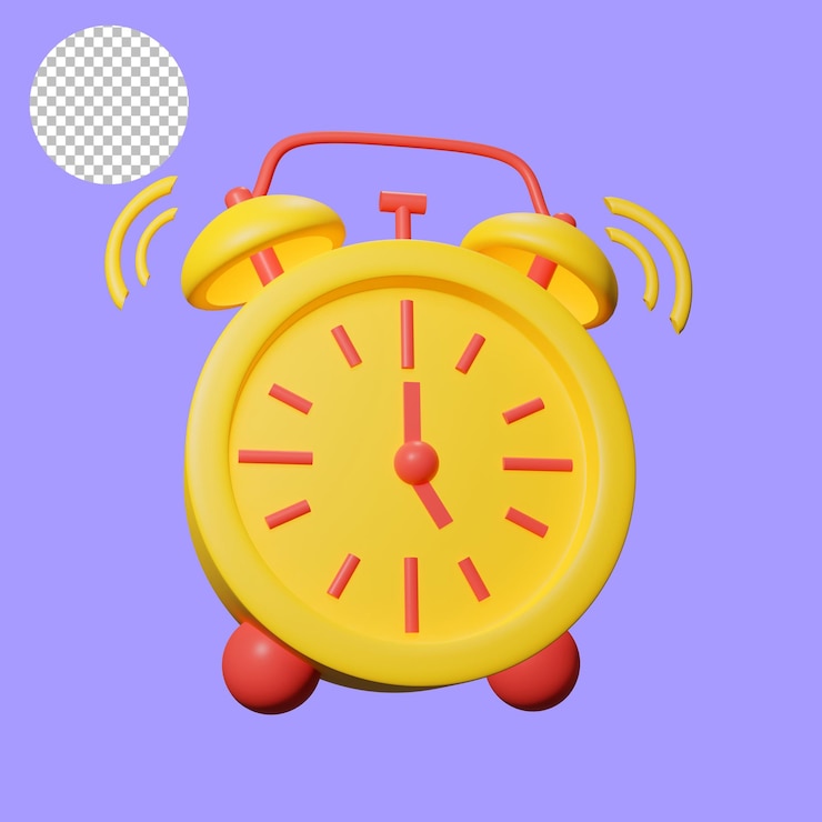 despertador amarelo tocando fundo alfa de renderização 3d