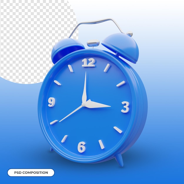 PSD despertador azul 3d ícone isolado