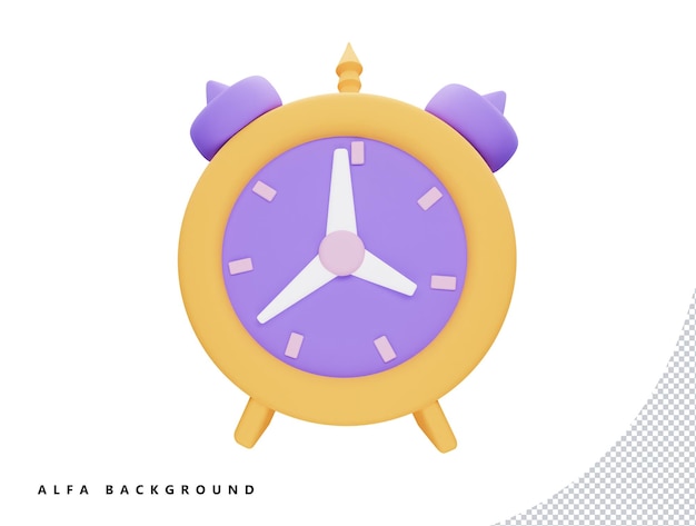 Despertador con icono de vector 3d estilo minimalista de dibujos animados