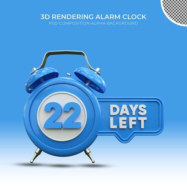 PSD despertador de renderizado 3d en 22 días restantes