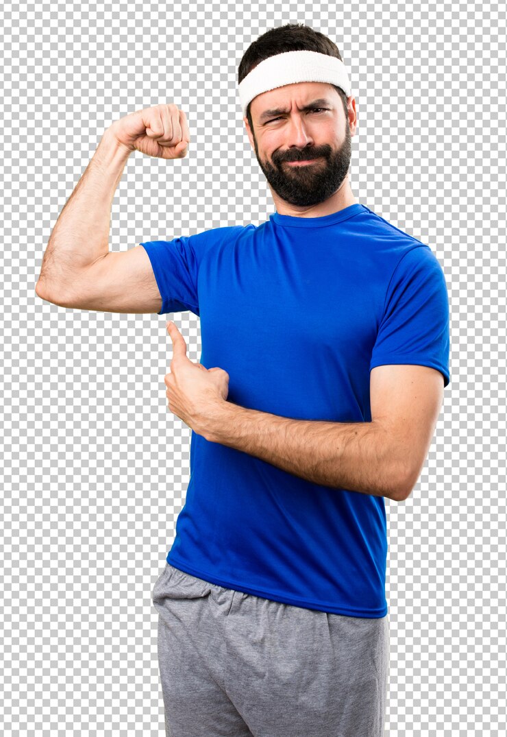 PSD desportista engraçada fazendo gesto forte