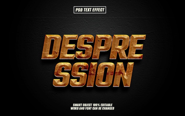 despression text effect font editable typography 3d text