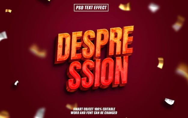 despression text effect font editable typography 3d text
