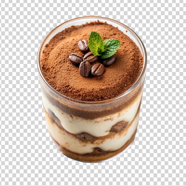 PSD dessert avec crème et gâteau au chocolat sur fond transparent