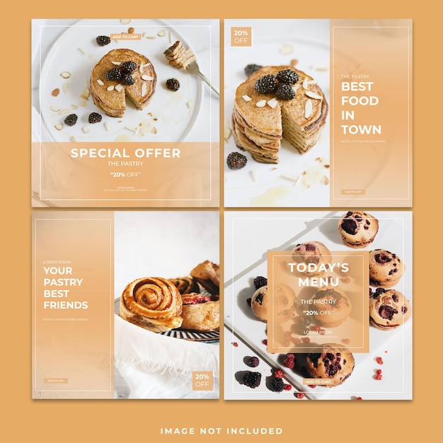 PSD dessert food social media post instagram template bundle post