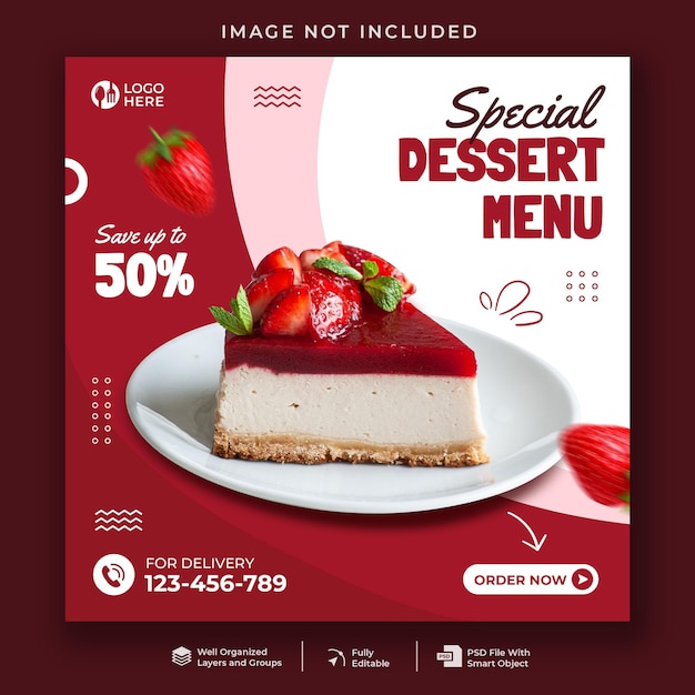 Dessert-menü-social-media-banner-vorlage