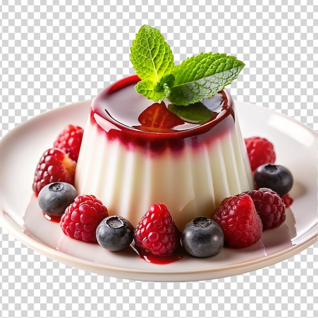 PSD a dessert with raspberries blueberries on transparent background