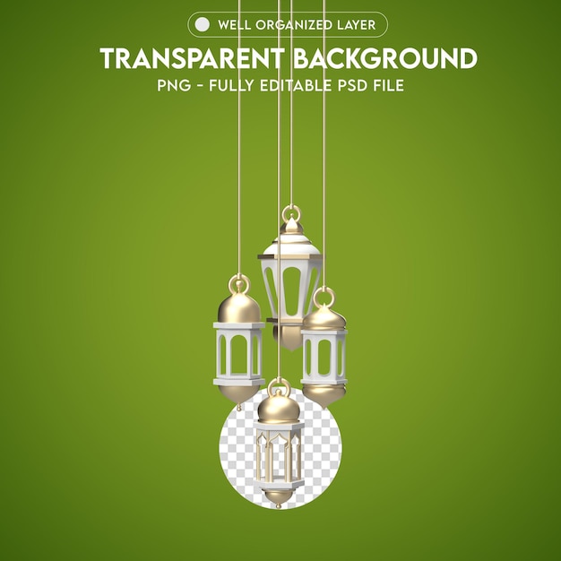Dessin en 3D de l'architecture arabe lampe antique lanterne transparente PNG