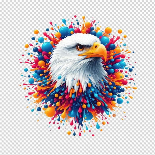 PSD un dessin d'un aigle avec de nombreuses couleurs et une éclaboussure de couleur