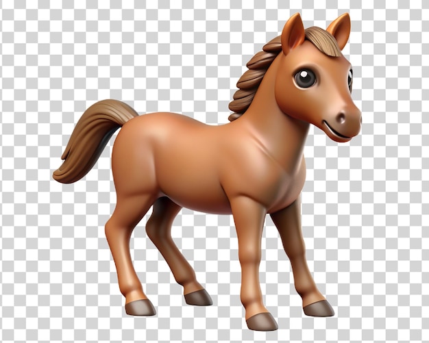 PSD dessin animé 3d bébé cheval sur fond transparent