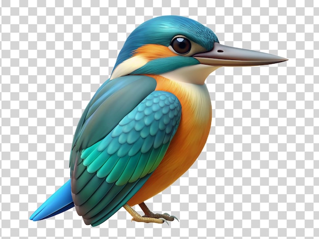 PSD dessin animé 3d kingfisher sur fond transparent