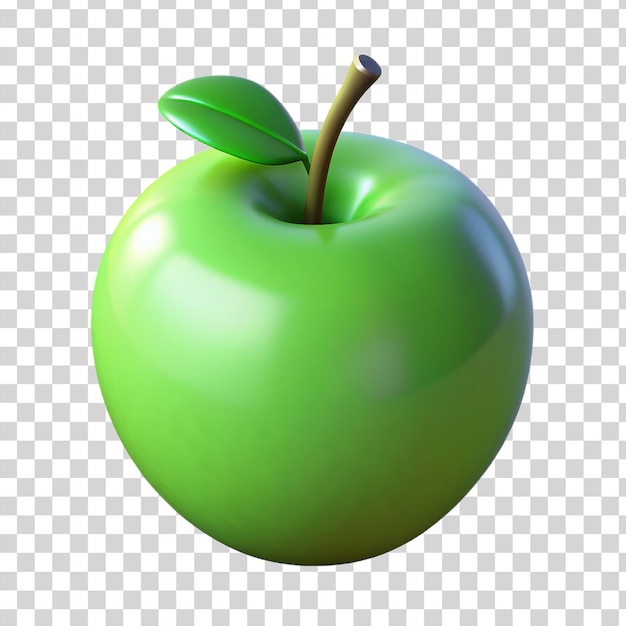 PSD dessin animé 3d pomme verte isolée sur un fond transparent